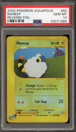 Pokemon Mareep Aquapolis Reverse Holo #93 PSA 10 Gem Mint - Image 1