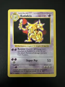 Pokemon Base Set Shadowless Kadabra 32/102 - Image 1