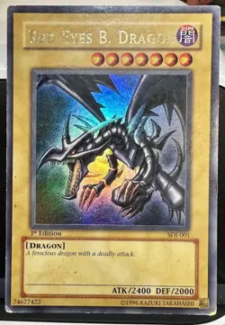 Red-Eyes Black Dragon SDJ-001 1st Edition Ultra Rare Yu-Gi-Oh Card Played- HP - Image 1