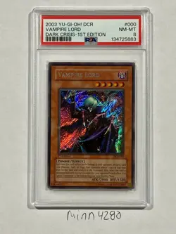 2003 Yu-Gi-Oh! Dark Crisis 1st Edition Vampire Lord DCR 000 PSA 8 new cert - Image 1