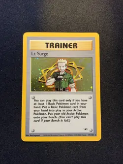 Lt. Surge 017/132 Gym Heroes Trainer Holo Rare NM-LP Vintage Pokemon Card WOTC - Image 1