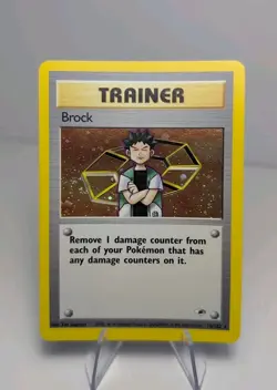 Pokemon TCG Card Brock Gym Heroes 2000 Unlimited Holo Rare, Card 15/132 Swirl - Image 1