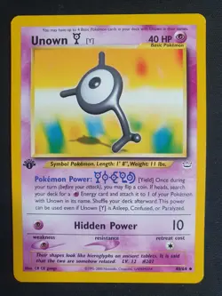 Unown [Y] 40/64 1st Edition - Neo Revelation Set - Pokemon Card - Excellent - Image 1