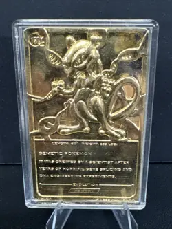 1999 Mewtwo 23K Gold Plated Trading Card - Burger King - Pokemon - Image 2