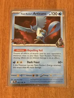 Team Rockets Articuno 51/182 Stamped Card Cosmos Holo Destined Rivals Promo - Image 1