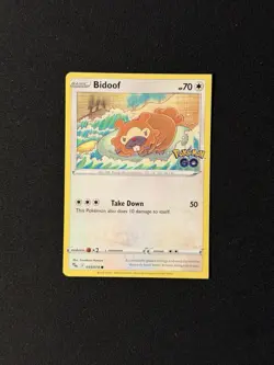 Pokemon TCG Bidoof Pokemon Go 059/078 Regular Common Card Miscut Error Square - Image 1
