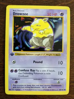 Drowzee 1st Edition Shadowless Pokemon Card Base Set 49/102 English - Image 1