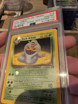 Pokemon 2001 HK League Dark Arbok Promo Card Wizards Gold W Stamped 19/82 PSA 10 - Image 2