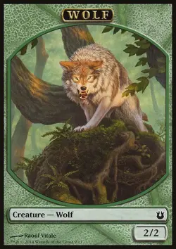 MTG Magic the Gathering Token - Wolf (9/176) Born of the Gods LP - Image 1