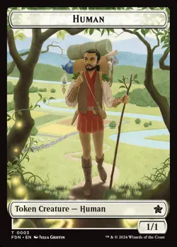 MTG Magic the Gathering Token - Human // Knight (3/789) Foundations LP - Image 1