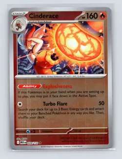 Pokemon TCG Cinderace 028/132 ME01: Mega Evolution Reverse Holo NM - Image 1