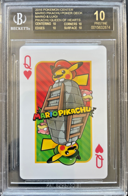 Pokemon Mario Pikachu Poker Deck 2016 Queen Of Hearts BGS 10 Black Label - Image 1