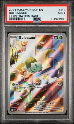 2024 Pokemon Stellar Crown Bulbasaur Illustration Rare tcg PSA 9 Mint 143/142 - Image 1