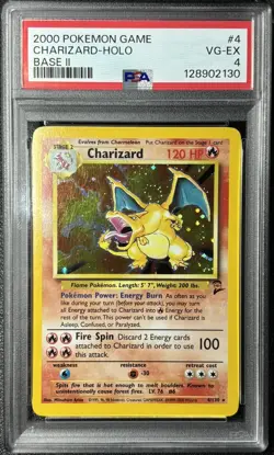 Pokemon - Charizard Holo - PSA 4 - 2000 Base Set 2 Rare 4/130 - Image 1