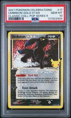 2021 POKEMON CELEBRATIONS CLASSIC COLL #17 UMBREON-GOLD STAR PSA 10 - Image 1