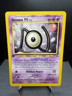 Pokemon TCG WOTC 1st Edition Neo Discovery Unown N 50/75 Uncommon LP - Image 1