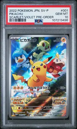 2022 POKEMON JPN SV PROMO SCARLET & VIOLET PRE-ORDER #001 PIKACHU PSA 10 - Image 1