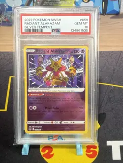 Pokemon 2022 Radiant Alakazam 059/195 Silver Tempest Radiant Rare Graded PSA 10 - Image 1
