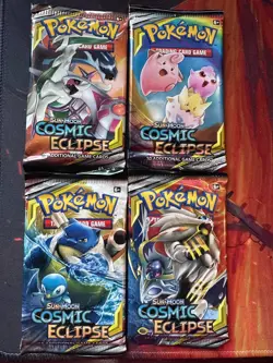 POKEMON SUN & MOON COSMIC ECLIPSE (2019) SEALED BOOSTER PACK ART SET OF 4 (A) - Image 1