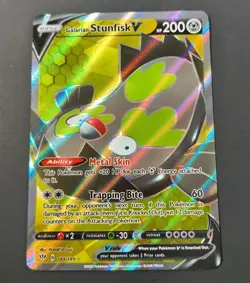 Pokemon Darkness Ablaze Galarian Stunfisk V Ultra Rare Card 184/189 NM - Image 1