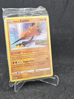 Pokemon Card Galarian Zapdos SWSH124 Evolving Skies Stamped Promo Sealed - Image 1