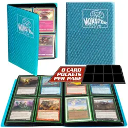 Monster 4 Pocket Trading Card Album- Binder Holds 160 Cards- Holofoil Aqua Blue - Image 1