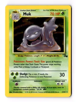 Pokemon Muk 13/62 Fossil WOTC Unlimited Holofoil Rare LP - Image 1