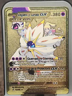 POKEMON Solgaleo Y Lunla CHAMPIONS PATH Metal Gold Card FAN ART DIY - Image 1