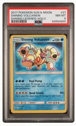 Pokemon Shining Volcanion 27/73 PSA 8 Sun & Moon Shining Legends 27 PSA 8 - Image 1