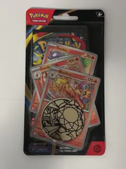 Pokemon TCG Mega Evolution Phantasmal Flames 3 Promo Cards Blister Pack And Coin - Image 1