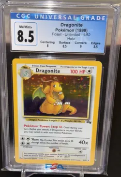 Pokemon Dragonite Fossil Unlimited Holo Rare #4 CGC 8.5 - Image 1
