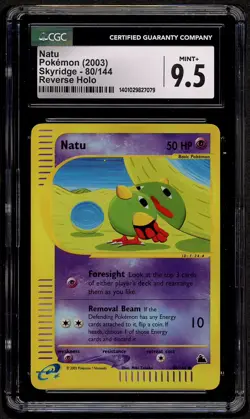 CGC 9.5 MINT 2003 Pokemon Skyridge Natu #80/144 Reverse Holo Foil Common PSA - Image 1