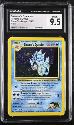 CGC 9.5 MINT+ Giovanni's Gyarados 2000 Gym Challenge 5/132 Holo Pokemon Card - Image 1