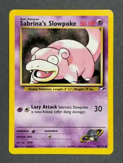 Sabrina's Slowpoke 95/132 Gym Heroes Series Common Basic Pokemon Card 2000 NM - Image 1