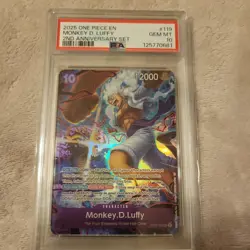 One Piece Monkey D. Luffy 2nd Anniversary Card Four Emperors Set OP05-119 PSA 10 - Image 1
