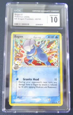 BAGON Delta Species 43/101 CGC Gem Mint 10 • 2006 EX Dragon Frontiers Pokemon - Image 1