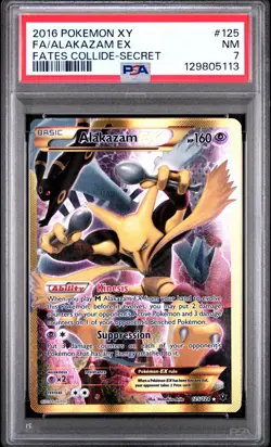 2016 POKEMON XY FATES COLLIDE #125 FULL ART/ALAKAZAM EX SECRET PSA 7 - Image 1