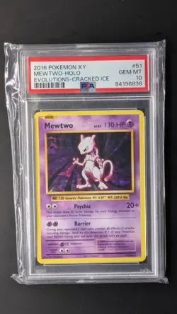 Mewtwo - Cracked Ice - 51/108 - Holo - XY Evolutions - Pokemon - PSA 10 - Image 1