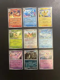 9 Prismatic Evolutions Eeveelution Pokemon Card Complete Reverse Holo Set PTCG - Image 1