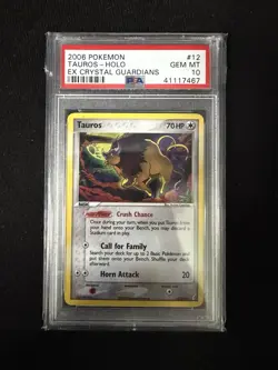 POKEMON EX CRYSTAL GUARDIANS TAUROS #12 HOLO FOIL CARD PSA 10 GEM MINT - Image 1