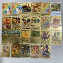 Pokemon UNOFFICIAL Gold Foil Fan Art Card Lot, 23 Total, 5 Metal - Image 1