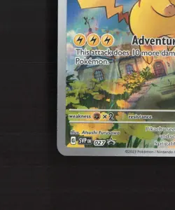 Pikachu SVP027 Scarlet & Violet Full Art Black Star Promo Holo Pokemon Card LP - Image 5
