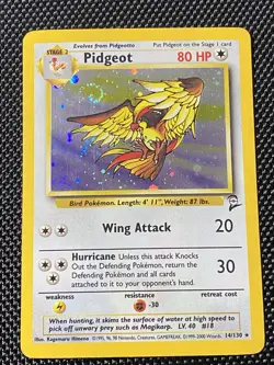Pidgeot - 14/130 - SWIRL Pokemon Base Set 2 Holo Card WOTC LP/NM - Image 1