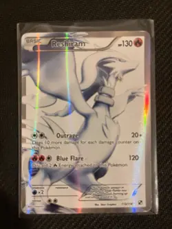 Reshiram 113/114 Full Art Pokemon Card, LP - MP, Black & White Ultra Rare - Image 1