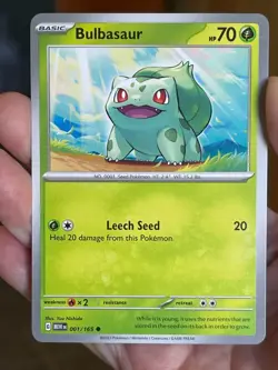 POKEMON BULBASAUR #001/165 COMMON SCARLET & VIOLET 151 NM CARD - Image 1