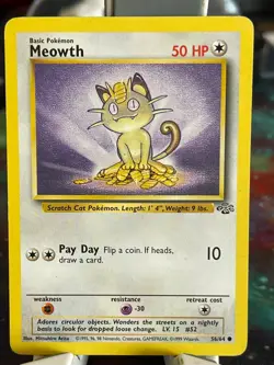 POKEMON MEOWTH 56/64 COMMON JUNGLE SET LP CARD - Image 1
