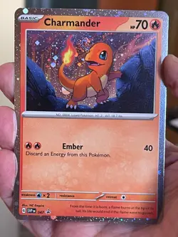 POKEMON CHARMANDER SVP047 PROMO BLACK STAR COSMOS WITH SWIRL HOLOFOIL NM CARD - Image 1