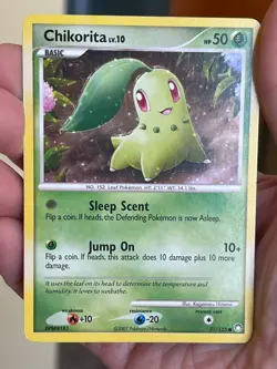 POKEMON CHIKORITA LV.10 77/123 COMMON MYSTERIOUS TREASURES MP CARD - Image 1