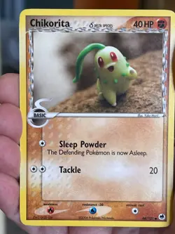 POKEMON CHIKORITA DELTA SPECIES 44/101 COMMON DRAGON FRONTIERS NM CARD - Image 1