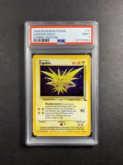 Zapdos 15/62 - Fossil- Corrected Foil - Cosmos Holo - Pokemon Card - PSA 9 MINT - Image 1